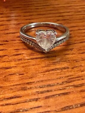 Heart-Cut Clear Stone Ring in Silver Tone - Women Jewelry